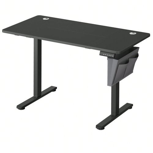 Bureau Électrique Assis-Debout, Bureau Réglable En Hauteur, 60 X 120 X (72-120) Cm, 4 Hauteurs Mémorisables, Pochette De Rangement, Noir