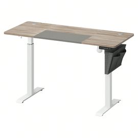 Bureau Assis Debout Électrique, 60 X 140 X (72-120) Cm, Table Réglable En Hauteur, Blanc Pur Et Gris Tourterelle