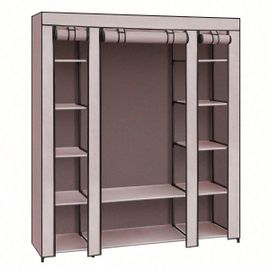 Armoire En Tissu, Armoire Portable Pour Chambre À Coucher, Porte-Vêtements, 45 X 150 X 175 Cm, 12 Compartiments, Structure En Métal, Rose Poussiéreux