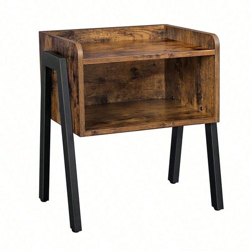 Table De Chevet Avec Compartiment De Rangement Ouvert, 42 X 35 X 52 Cm, Pieds En Acier