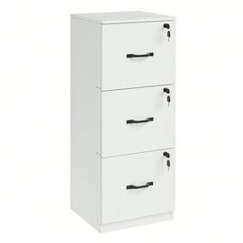 Caisson De Bureau À 3 Tiroirs, Support D'imprimante, 3 Tiroirs Verrouillables, Rail De Suspension Réglable, Pour Dossiers A4, Blanc Nuage