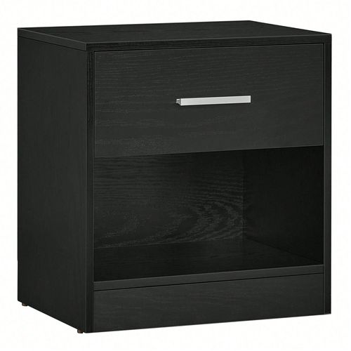 Table De Chevet Avec Tiroir, Compartiment Ouvert, 39 X 28 X 41 Cm (L X P X H), Pour Chambre, Salon, Noir Classique