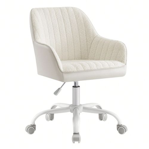 Chaise De Bureau, Fauteuil Pivotant, Beige Cappuccino Et Blanc Nuage