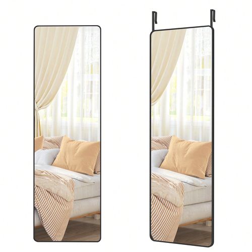 Miroir Intégral Suspendu, 120 x 40 cm, Miroir Rectangulaire, Cadre en alliage d'aluminium, Verre Trempé, pour chambre, Salon, Dressing, Noir d'encre