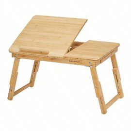 Table De Lit Pliable, Plateau Snack Petit-Déjeuner, En Bambou, Hauteur Réglable,54,5 X 75 X 29cm