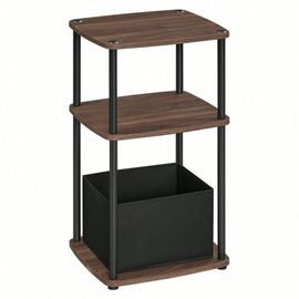 Table D'appoint, Table De Chevet, 30 X 34 X 58 Cm, Noyer Naturel