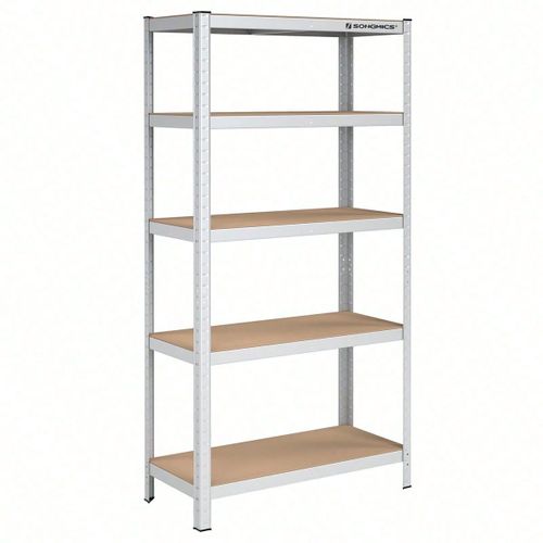 Étagère De Rangement À 5 Niveaux, 40 X 90 X 180 Cm, Capacité 875 Kg, Planches Réglables, Style Industriel, Argent