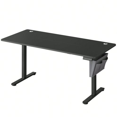 Bureau Électrique Assis-Debout, Bureau Réglable En Hauteur, 70 X 160 X (72-120) Cm, 4 Hauteurs Mémorisables, Pochette De Rangement, Noir