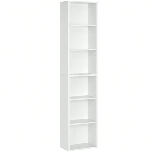 Bibliothèque, Étagère De Rangement 6 Niveaux, Meuble, Cube, 40 X 24 X 178,5 Cm, Blanc