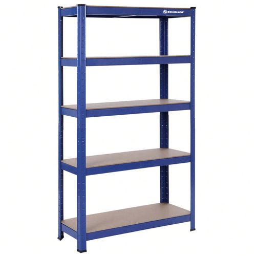 Etagère 150 X 75 X 30cm - Charge Lourde Acier Résistant Clipsable Avec Mdf 5 Tablettes - Capacité De 650 Kg
