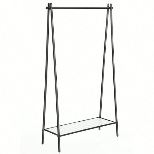 Portemanteau Métallique, Portant à vêtements, avec tringle, Étagère Inférieure, Style Sobre, pour chambre, Dressing,92,5 x 33,5 x 153cm, Noir