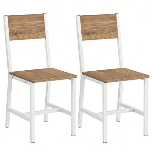 Chaise De Salle À Manger Lot De 2, Cadre En Acier, Style Industriel, Pour Salle À Manger, Salon, Cuisine, Marron Blé Et Blanc Nuage