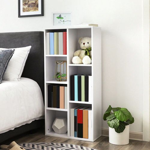 Bibliothèque À 7 Compartiments, Étagère À 7 Cubes Ouverts, Rangement, 50 X 24 X 106 Cm (L X L X H), Blanc