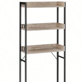 Étagère De Toilettes, Étagère Wc, À 3 Niveaux, 63 X 25 X 165 Cm, Style Industriel, Grège Et Noir