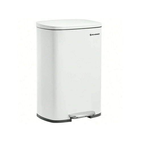 Poubelle de cuisine 50L à pédale, avec seau Intérieur en plastique, Couvercle, Anti-odeur, Blanc