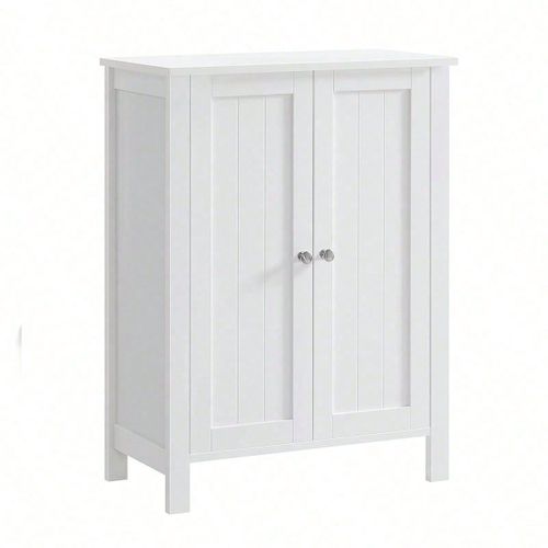 Armoire De Salle De Bain Avec 2 Portes Et 2 Étagères Réglables, 60 X 30 X 80 Cm, Blanc
