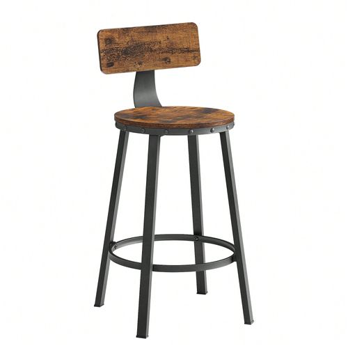 Tabouret De Bar, Lot De 2, Avec Dossier, Cadre En Acier, Hauteur 62,5 Cm