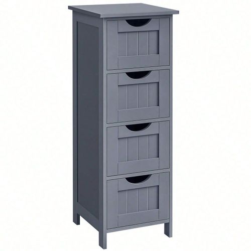 Armoire De Salle De Bain Avec 4 Tiroirs, Commode, 30 X 30 X 82 Cm, Gris