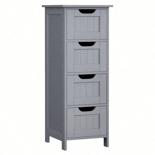 Meuble De Salle De Bain, Avec 4 Tiroirs, 30 X 30 X 82 Cm, Style Moderne, Gris Mystique
