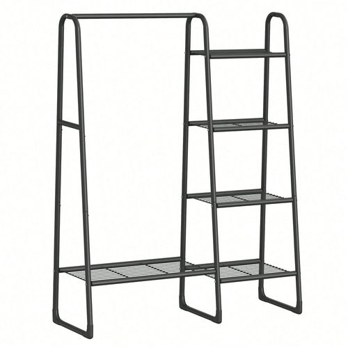 Portant À Vêtement, Penderie À Vêtements, 5 Étagères De Rangement, Structure En Métal, 40 X 101,7 X 153,3 Cm, Noir D'encre