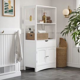 Armoire de salle de bain avec tiroir, 2 compartiments Ouverts,