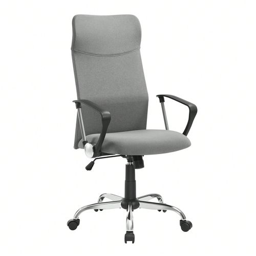 Fauteuil De Bureau, Chaise Ergonomique, Siège Rembourré Pivotant, En Tissu, Hauteur Réglable, Charge 120 Kg, Gris