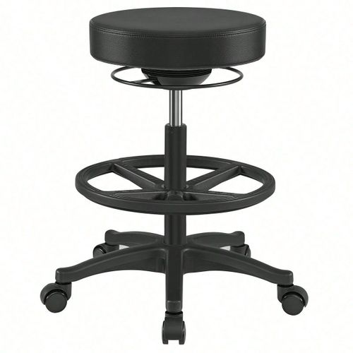 Tabouret De Travail, Tabouret Dynastique Ergonomique, 59,5-81 Cm, Avec Repose-Pieds Circulaire Réglable, Noir