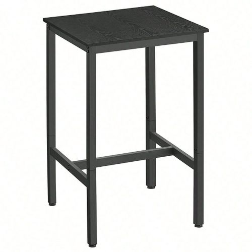 Table Haute, Table De Bar Carrée, Cadre En Acier, 60 X 60 X 92 Cm, Montage Facile, Ébène Noir Et Noir