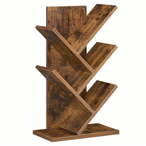 Bibliothèque Arbre, Bibliothèque Sur Pied À 5 Niveaux, Étagère D'angle Gain De Place, Avec Étagères, Pour Chambre, Salon, Bureau, Marron Rustique