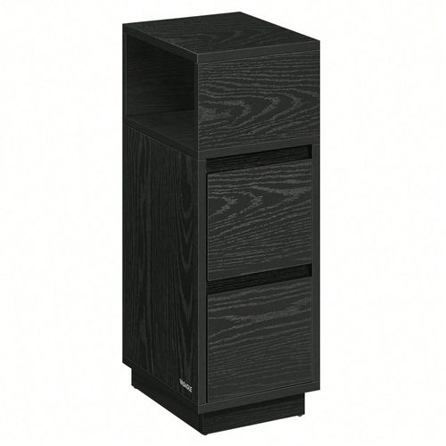 Tables De Chevet Étroite, Lot De 2, Tables D'appoint Avec 2 Tiroirs Et Compartiment Ouvert, Montage À Gauche Ou À Droite, Noir D'encre