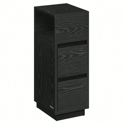 Tables De Chevet Étroite, Lot De 2, Tables D'appoint Avec 2 Tiroirs Et Compartiment Ouvert, Montage À Gauche Ou À Droite, Noir D'encre