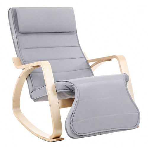 Fauteuil À Bascule, Rocking Chair, Avec Repose-Pied, Réglable En 5 Niveaux, Charge Max 150