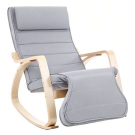 Fauteuil À Bascule, Rocking Chair, Avec Repose-Pied, Réglable En 5 Niveaux, Charge Max 150