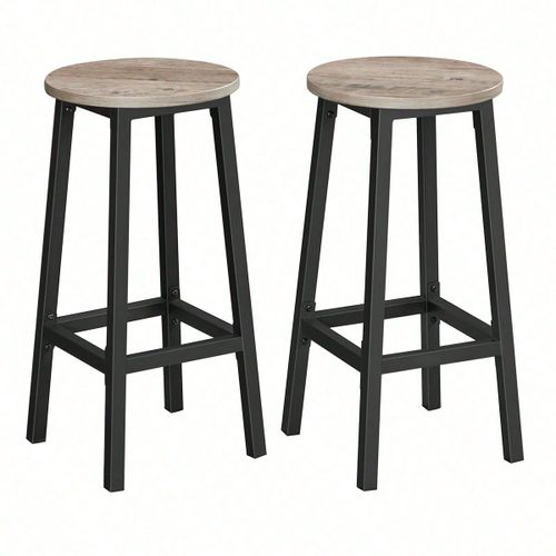 Tabouret De Bar, Lot De 2, Hauteur 65 Cm, Style Industriel, Couleur Grège