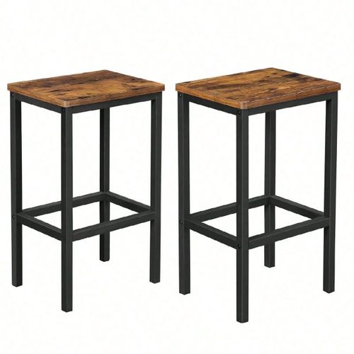 Tabouret De Bar, Lot De 2, 40 X 30 X 65 Cm, Style Industriel, Marron Rustique