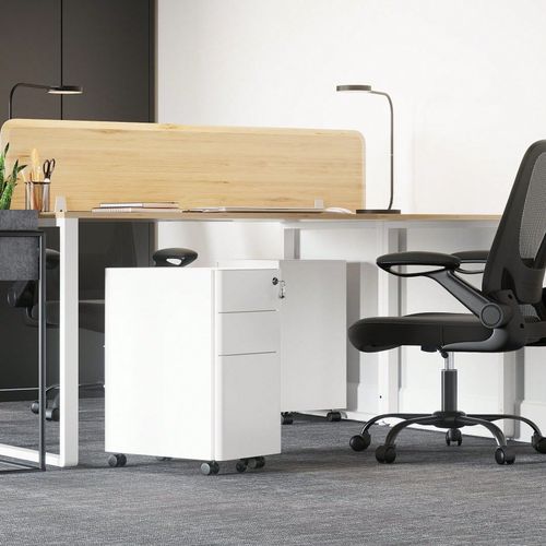 Caisson De Bureau, Avec Roulettes Et Serrure, Pour Documents Et Dossier Suspendu, Avec 3 Tiroirs
