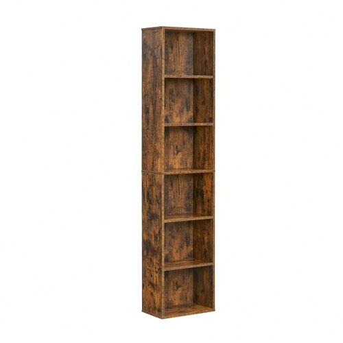Bibliothèque, Étagère De Rangement 6 Niveaux, Meuble, Cube, Pour Salon, Bureau, Chambre, Style Industriel, 24 X 40 X 178,5 Cm, Marron Rustique