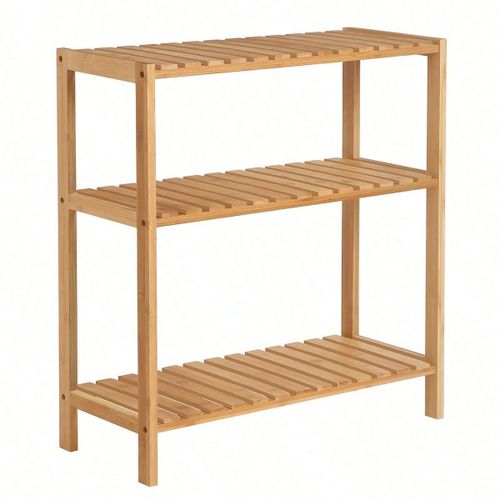 Étagère De Rangement En Bambou Pour Salle De Bain, 59 X 26 X 66 Cm, Meuble À Chaussures À 3 Niveaux Pour Entrée