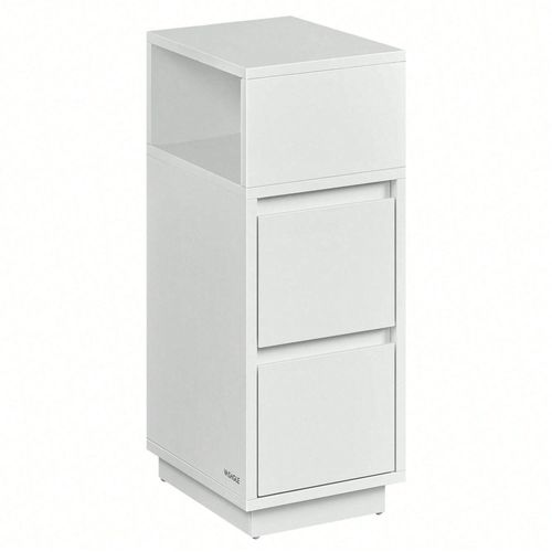 Tables De Chevet Étroite, Lot De 2, Tables D'appoint Avec 2 Tiroirs Et Compartiment Ouvert, Montage À Gauche Ou À Droite, Blanc Nuage