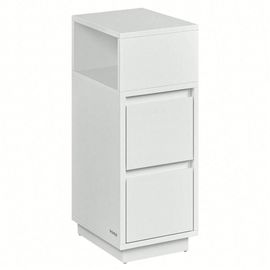 Tables De Chevet Étroite, Lot De 2, Tables D'appoint Avec 2 Tiroirs Et Compartiment Ouvert, Montage À Gauche Ou À Droite, Blanc Nuage