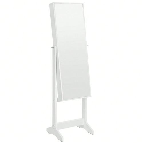 Armoire À Bijoux Avec Miroir, Avec Miroir Psyché, Organisateur À Bijoux, Verrouillable, Blanc