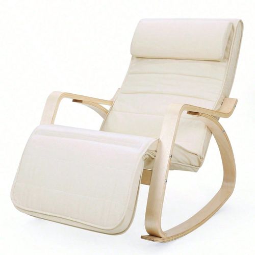 Fauteuil À Bascule En Bois De Bouleau, Beige