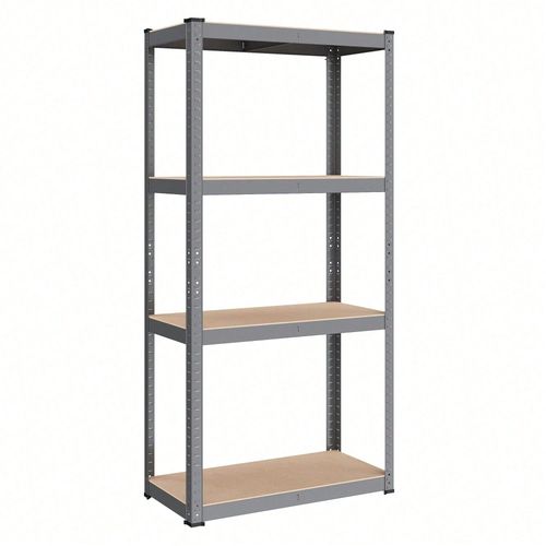 Étagère Charge Lourde À 4 Niveaux, En Acier, Montage Sans Vis, Étagère De Garage, Capacité 520 Kg, 40 X 80 X 160 Cm, Gris Et Naturel