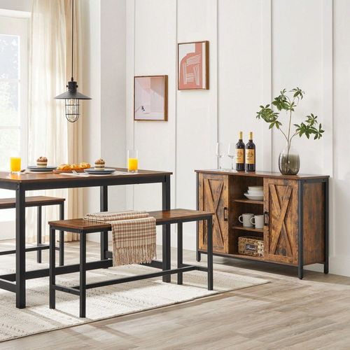 Bancs De Salle À Manger, Lot De 2, Siège Pour Cuisine, Style Industriel, 108 X 32,5 X 50 Cm, Cadre Métallique Durable, Marron Rustique