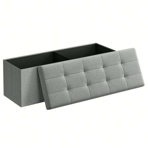 Banc Coffre De Rangement Pouf Pliable Grand Pour 3 Personnes Tissu En Lin 110 X 38 X 38 Cm