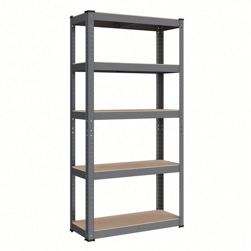Étagère Charge Lourde À 5 Niveaux, En Acier, Montage Sans Vis, Étagère De Garage, Capacité 650 Kg, 30 X 75 X 150 Cm, Gris Et Naturel