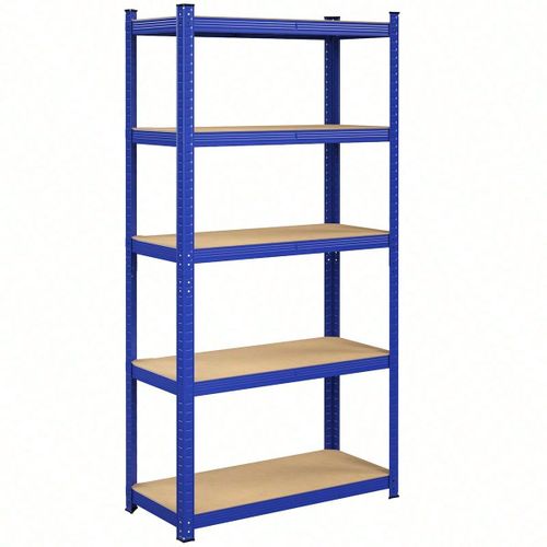 Rayonnage Étagère À 5 Niveaux, 180 X 90 X 40cm, Charge Totale 875 Kg (175 Kg/Niveau) - Bleu