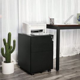 Caisson De Bureau Metal, Avec Roulettes Et Serrure, 3 Tiroirs, 39 X 52 X 60 Cm