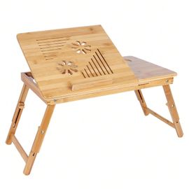 Table De Lit Pliable, En Bambou, Pour Pc Portable Inclinable, 55 X 35 X 29 Cm