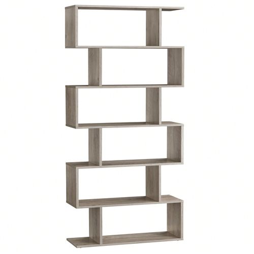 Bibliothèque, Étagère À 6 Niveau, Meuble De Rangement, Cloison Séparateur, Grège